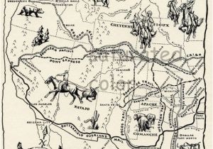 Map Of oregon Trail 1850 Vintage Cowboy Country Map Digital Image Download 1950s Map Of