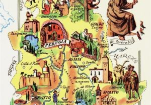 Map Of orvieto Umbria Italy Vintage Umbria Italy Map Picture Map Of Italy Artistic Pictorial Map