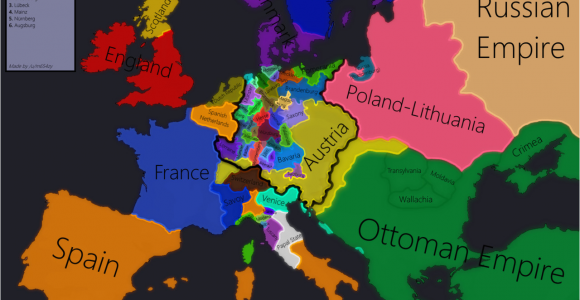 Map Of Pre War Europe Europe In 1618 Beginning Of the 30 Years War Maps