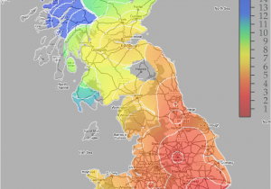 Map Of Railways In England Great Britain Rail Travel Times the Colour Scale Shown On