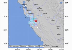 Map Of Recent Earthquakes In California M 4 1 12km S Of Tres Pinos Ca