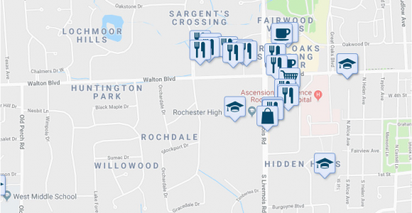 Map Of Rochester Hills Michigan 123 Rochdale Drive south Rochester Hills Mi Walk Score