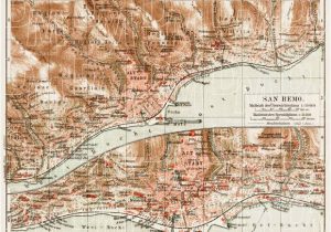 Map Of San Remo Italy Old Map Of Sanremo In 1913 Buy Vintage Map Replica Poster Print or