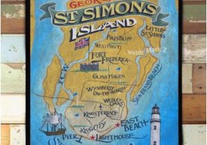 Map Of Sea island Georgia St Simons island Etsy