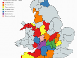 Map Of Shires Of England Historic Counties Of England Wales by Number Of Exclaves Prior to