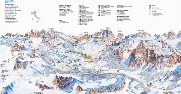 Map Of Ski Resorts In Italy Cortina D Ampezzo Slope Map Dolomiti Superski