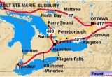 Map Of southern Ontario Canada with Cities to and From toronto Ontario and the Trans Canada Highway