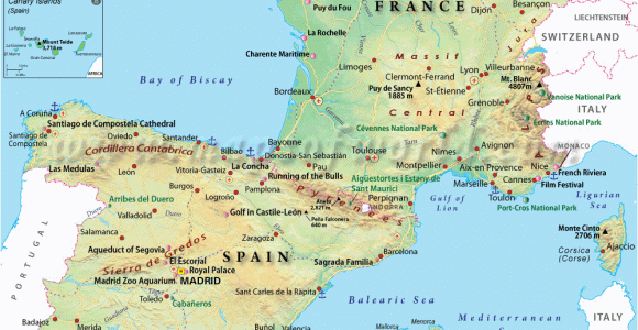 Map Of Spain and France with Cities Map Of France and Spain