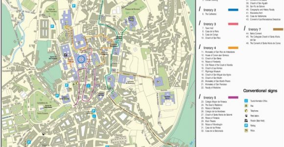 Map Of Spain Santiago De Compostela Santiago De Compostela City Center Map