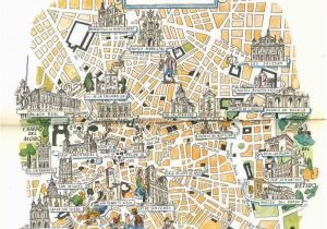 Map Of Spain with Madrid Madrid Map Book Illustration City Map Art by Jacques Liozu