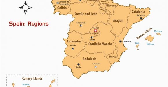 Map Of Spain with Regions and Capitals Regions Of Spain Map and Guide