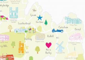 Map Of Surrey England Personalised Surrey Map Add Favourite Places