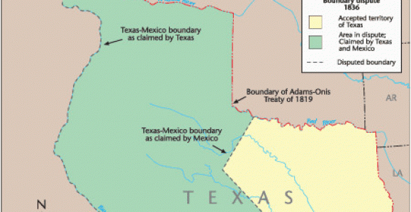 Map Of Texas In 1836 Texas Historical Map Republic Of Texas Boundary Dispute with Mexico