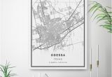 Map Of Texas Odessa Odessa Map Canvas Print City Maps Wall Art Texas Gift Minimalistic