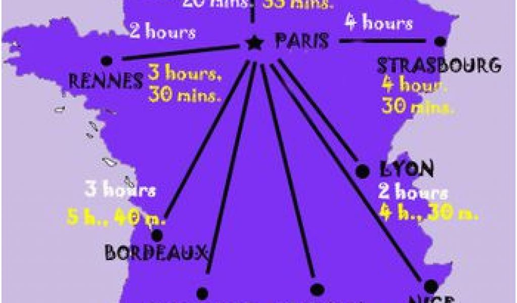 Map Of Tgv Routes In France Map Of Tgv Train Routes And Destinations In