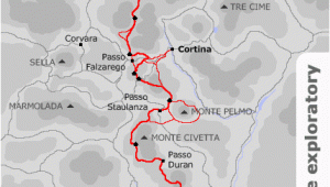 Map Of the Dolomites Italy Map Showing the Route Of Alpine Exploratory S Alta Via 1 Walking