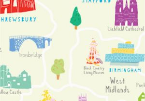 Map Of the Midlands England Map Of the Midlands Art Print