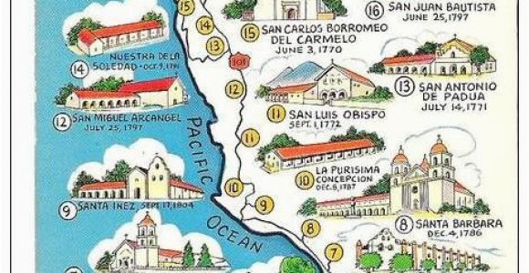 Map Of the Missions In California Map Of California Missions Built Between 1769 and 1823 Spanish