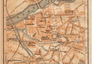 Map Of the Pyrenees In France 1914 Albi France Antique Map Vintage Lithograph Tarn Midi