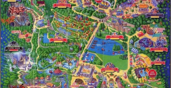 Map Of theme Parks In England Alton towers Map Staffordshire England for 1994 theme Alton