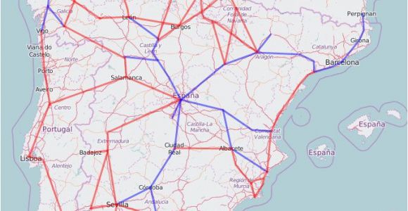 Map Of Train Routes In Spain Rail Map Of Spain and Portugal