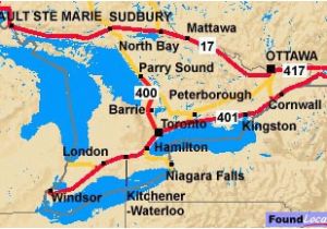 Map Of Trans Canada Highway to and From toronto Ontario and the Trans Canada Highway