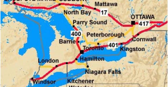 Map Of Trans Canada Highway to and From toronto Ontario and the Trans Canada Highway