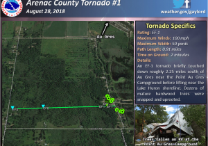 Map Of West Branch Michigan Four Confirmed tornadoes August 28th Severe Weather Summary