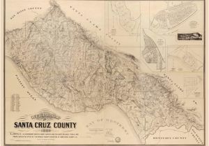 Map Of Yolo County California Santa Cruz County California 1889 Old Wall Map Reprint with