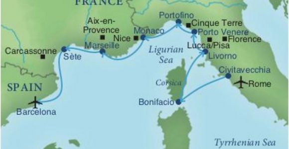 Map Sete France Map Of Spain France and Italy Cruising the Rivieras Of Italy France