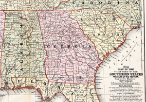 Map Tennessee and north Carolina Antique 1858 southern States Map Georgia Alabama Tennessee north