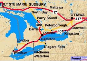 Map Trans Canada Highway to and From toronto Ontario and the Trans Canada Highway