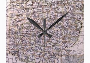 Map Versus Ohio Vintage Map Of Ohio 1884 Square Wall Clock Vintage Maps Wall
