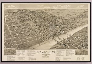Map Waco Texas Surrounding area Bird S Eye View Map Of Waco Texas In 1886 Historic Art Etsy