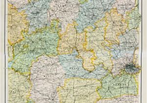 Maps Of England to Print original Antique Map Central southern England Inc Railway