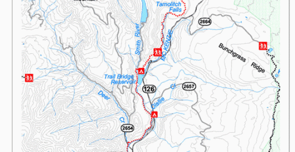 Mckenzie River oregon Map Willamette National forest Smith Reservoir area
