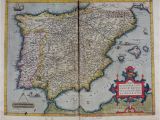 Medieval Spain Map 1570 theatrum orbis Terrarum by ortelius Abraham Art