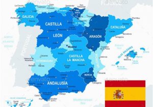 Merida Spain Map Spain Map and Flag Travel Vectors Map Vector Portrait