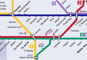 Metro Map Valencia Spain From the Valencia Airport Manises to the City Centre Bus