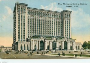 Michigan Central Station Map Tr125 New Central Station Detroit 1914 Postcard Michigan 11 Tracks
