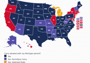 Michigan Cpl Reciprocity Map Michigan Concealed Carry Gun Laws Uscca Ccw Reciprocity Map Last