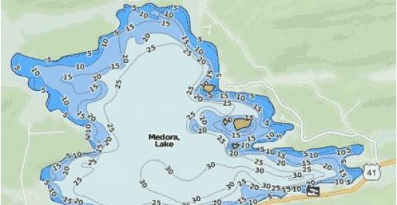 Michigan Lake Depth Maps Medora Lake Fishing Map Us Mi 42 86 Nautical Charts App