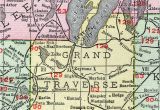 Michigan Map with County Lines and Cities Grand Traverse County Michigan 1911 Map Rand Mcnally Traverse
