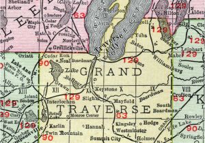 Michigan Map with County Lines and Cities Grand Traverse County Michigan 1911 Map Rand Mcnally Traverse