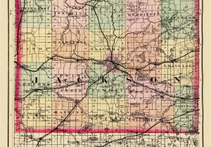 Michigan Map with County Lines Old County Map Jackson Michigan 1873 23 X 30 Walmart Com