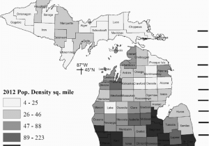 Michigan Population Density Map Michigan Political Map Showing County Names and Human Population