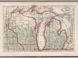 Michigan Railroad Map New Rail Road and County Map Of Michigan and Wisconsin David