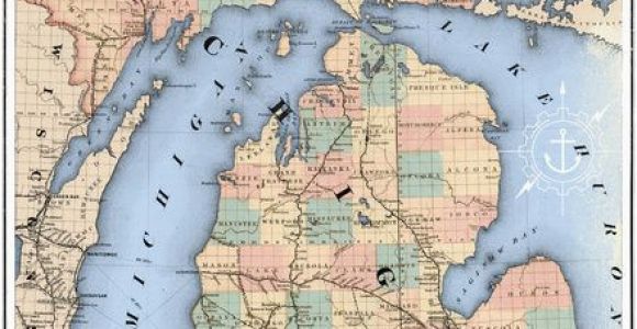 Michigan Railroads Map Michigan Railroad Map Art Print I Like Maps Pinterest