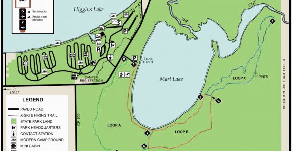 Michigan State Campgrounds Map south Higgins State Parkmaps area Guide Shoreline Visitors Guide