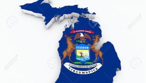 Michigan State Interactive Map Michigan State Flag Od 3d Map Stock Photo Picture and Royalty Free